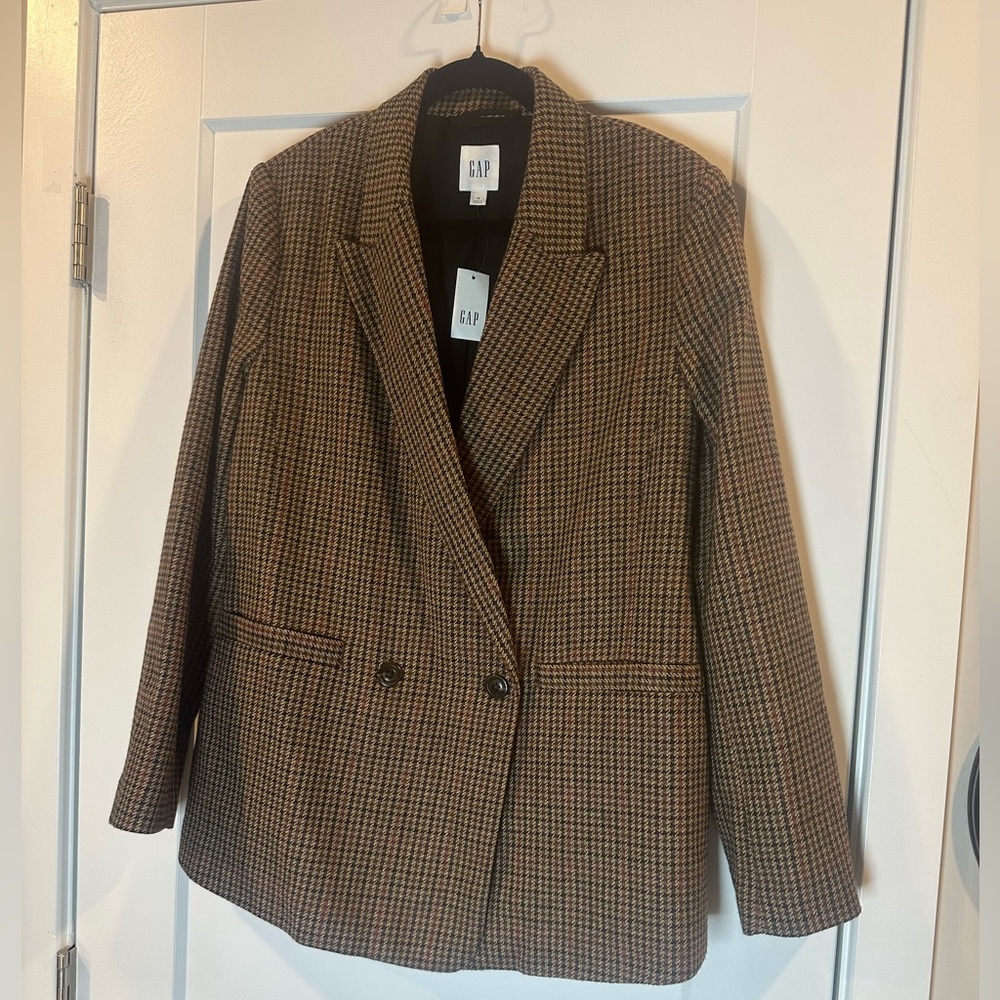 GAP Women's Brown Houndstooth Blazer